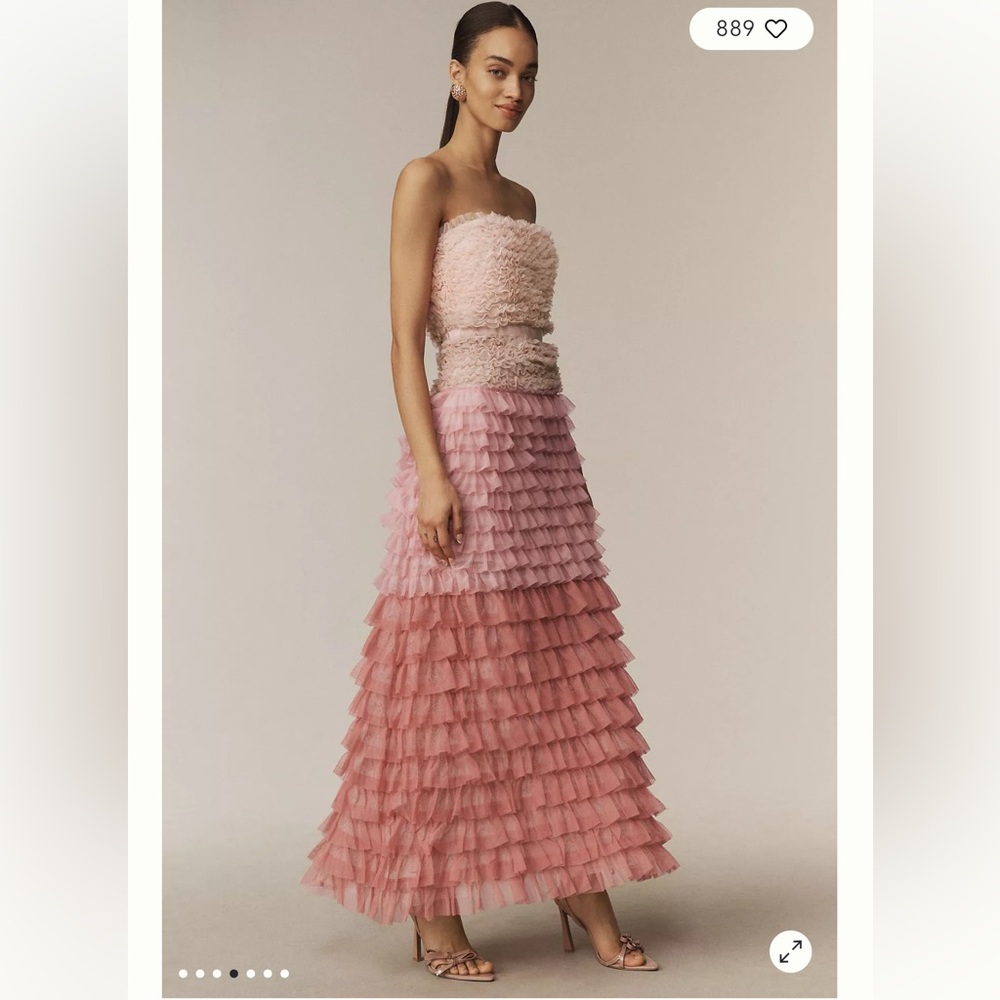 Anthropologie Juliet BHLDN Pink Strapless Midi Dress